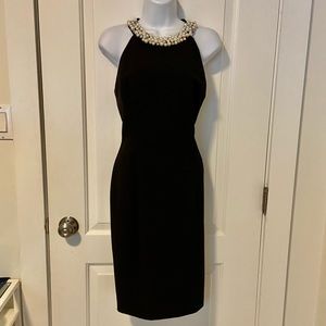 Eliza J Tiffany-inspired Sheath Dress Black Pearls Size 8